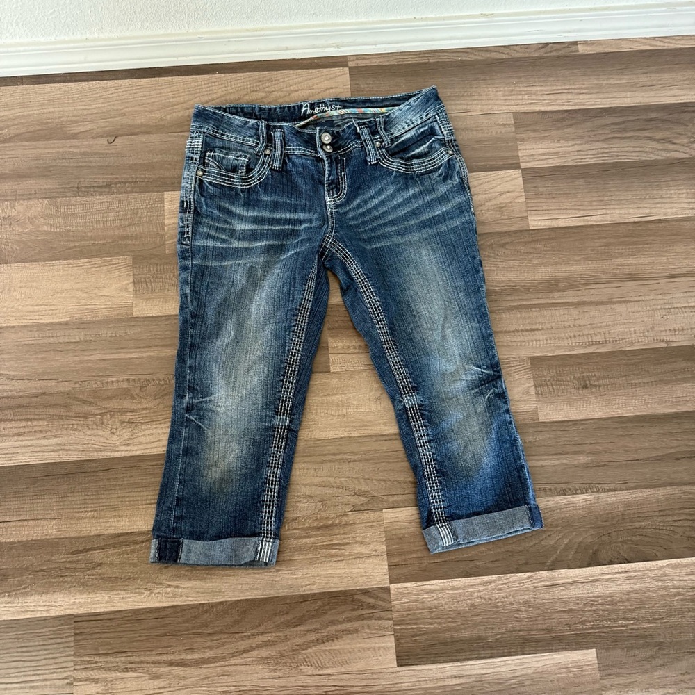 Amethyst Jeans Dark Blue Cropped Denim - Picture 2 of 8